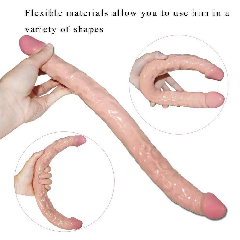 16.5in Flexible Double Dildo Long U Shape For Gay Lesbian