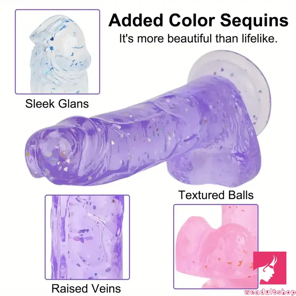 7.3in 7.9in Medical Silicone Confetti Clear Dildo For Beginner Sex Toy