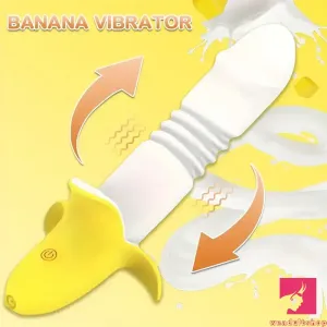 7.59in Banana Thrusting Vibrating Silicone Soft Dildo For Prostate Clit