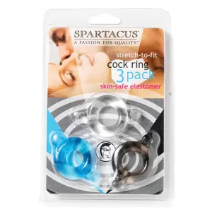 Elastomer Cock Ring (Blk.Blu.Clr/3)