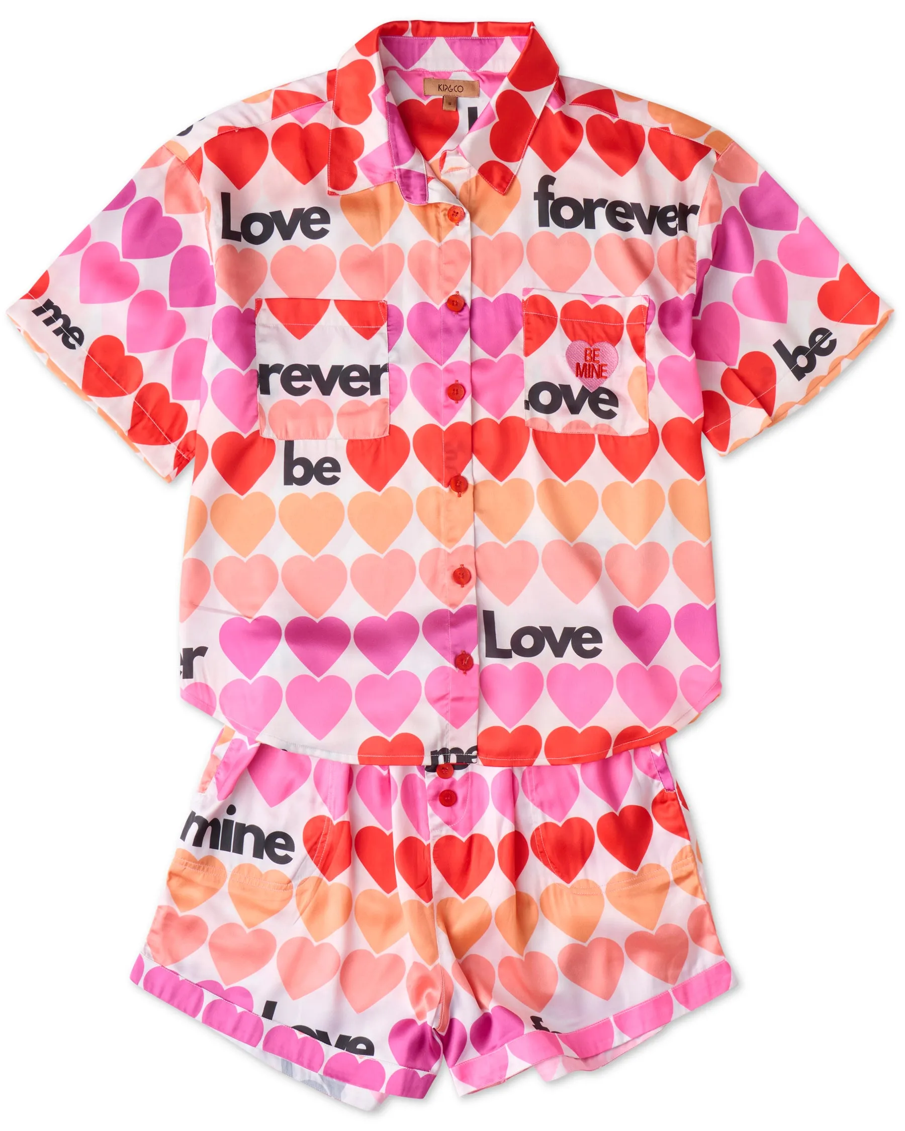 Forever Eco Satin Short Sleeve Shirt & Short Pyjama Set