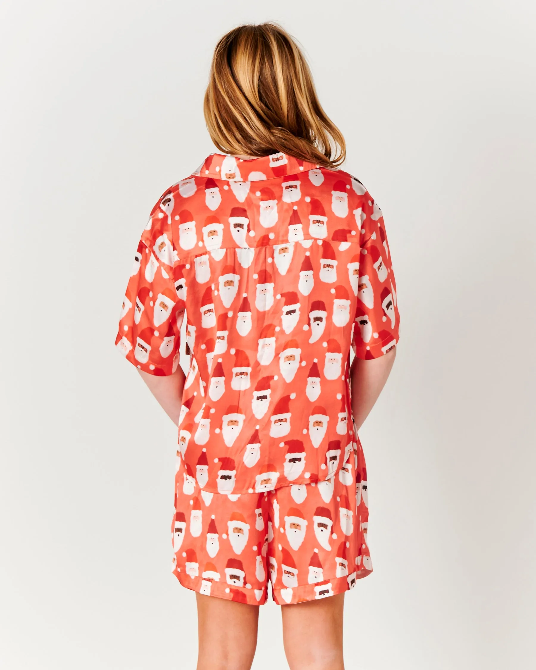 HoHoHo Red Teen Eco Satin Short Sleeve Shirt & Short Pyjama Set