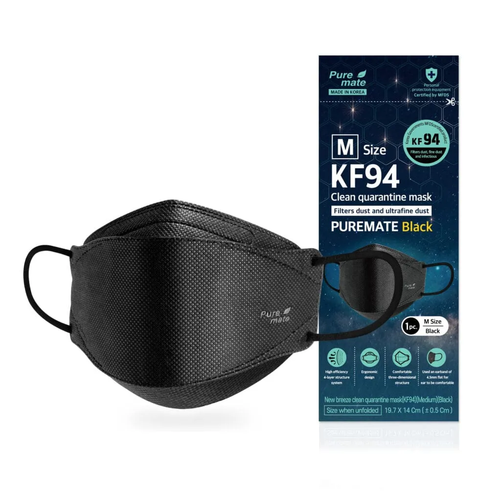 KF94 Dust Mask (Black/White) (S/M/L)