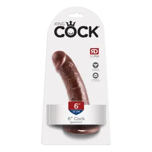 King Cock 6 in. Cock Realistic Dildo With Suction Cup Brown