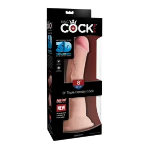 King Cock Plus 8 in. Triple Density Cock Realistic Dildo With Suction Cup Beige