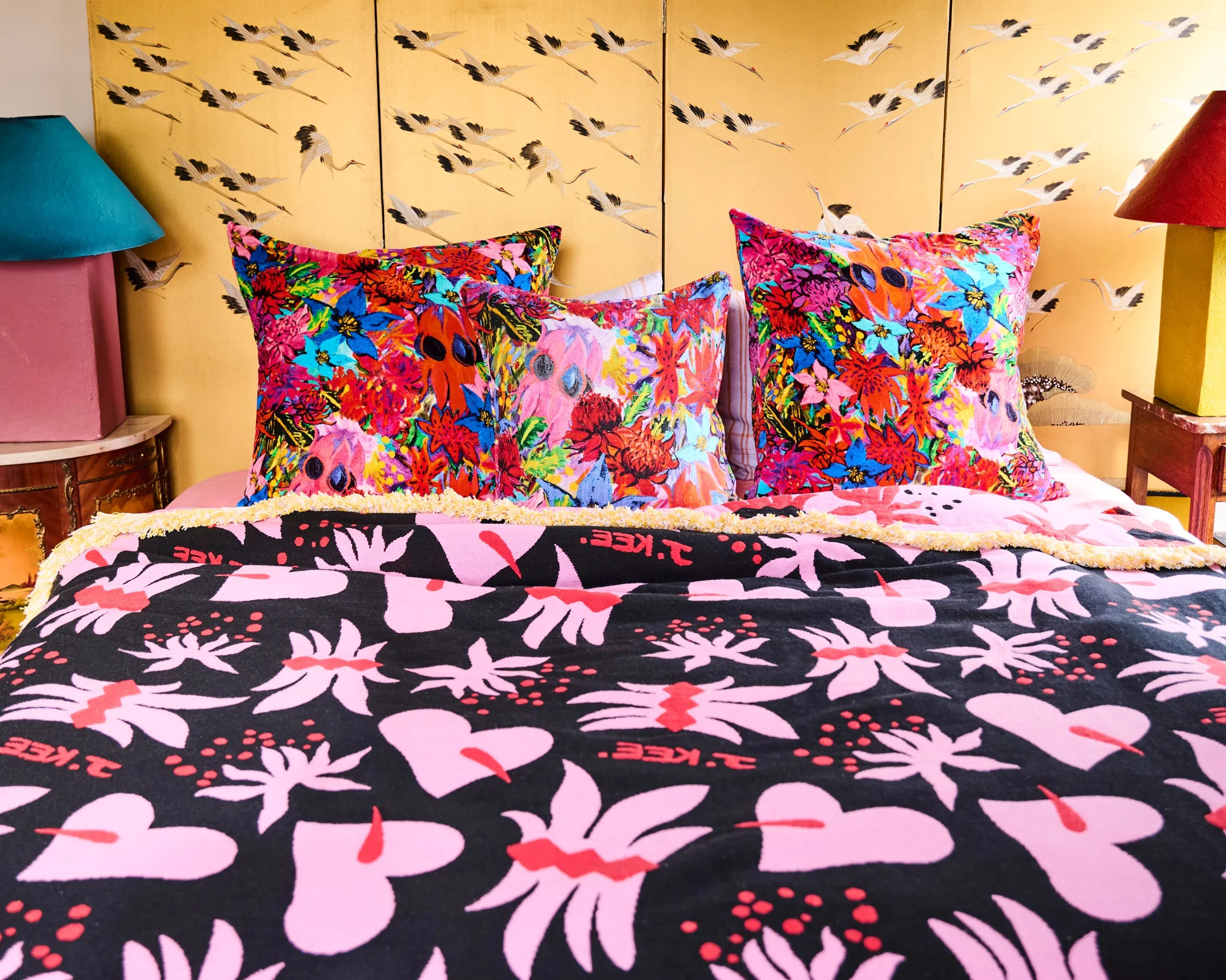 Kip&Co x Jenny Kee Growing The Peace Velvet European Pillowcases