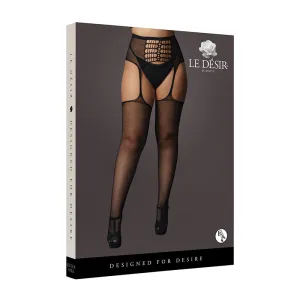 Le Desir High-Waist Garter Belt Stockings Black Queen Size