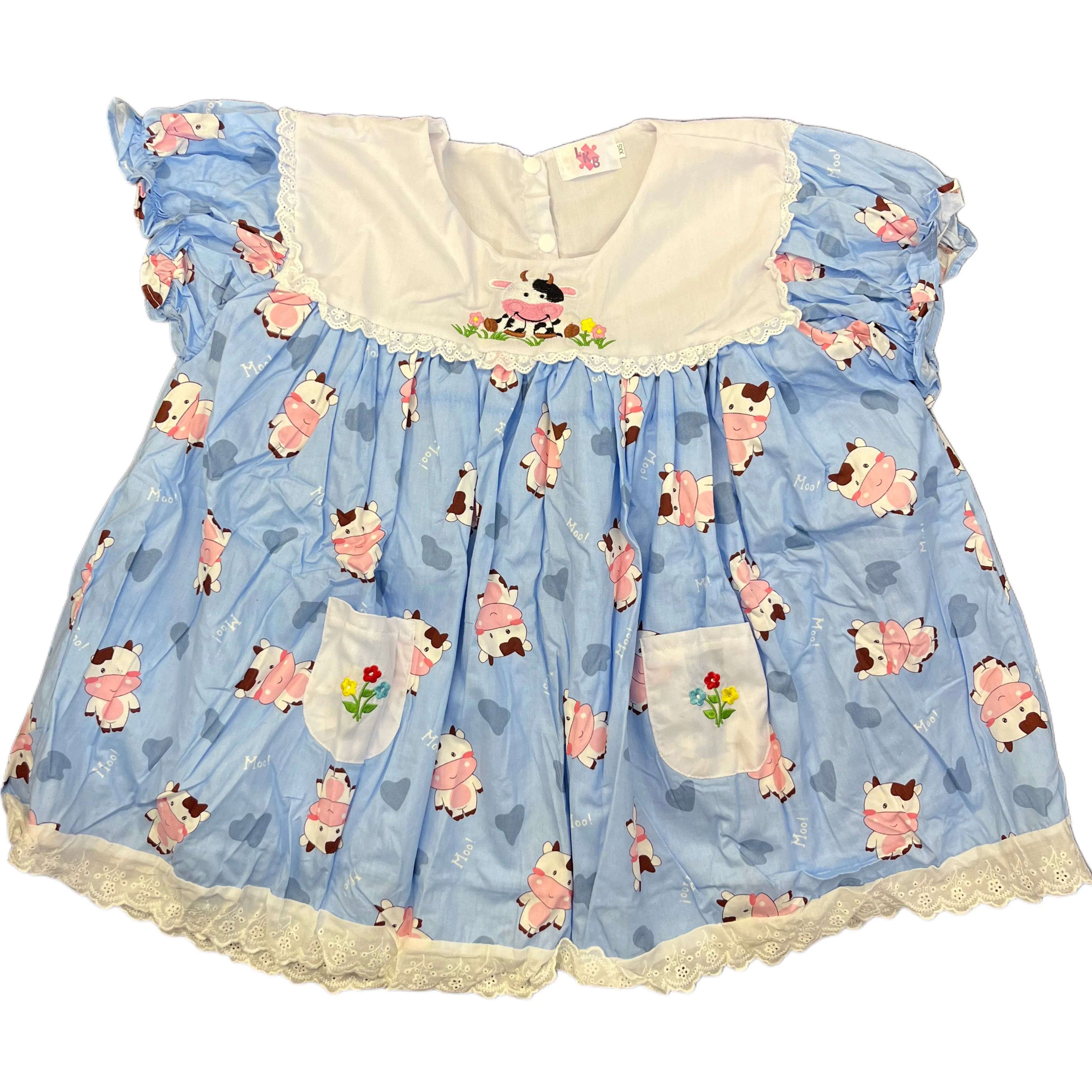 Lil Moo Moo Embroidered Baby Doll Dress