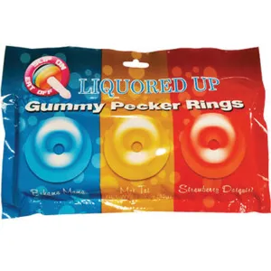 Liquored Up Pecker Gummy Rings-3pk (Bahama Mama. Mai Tai and Strawberry Daiquiri