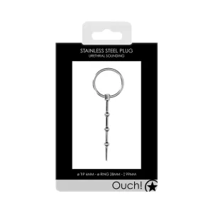 Ouch! Urethral Sounding - Metal Plug - Beaded - 6 Mm