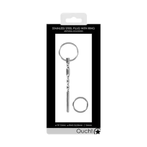 Ouch! Urethral Sounding Stainless Steel Plug With Ring 7.5 mm