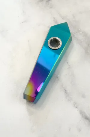 Rainbow Aura Quartz Gemstone Hand Pipe