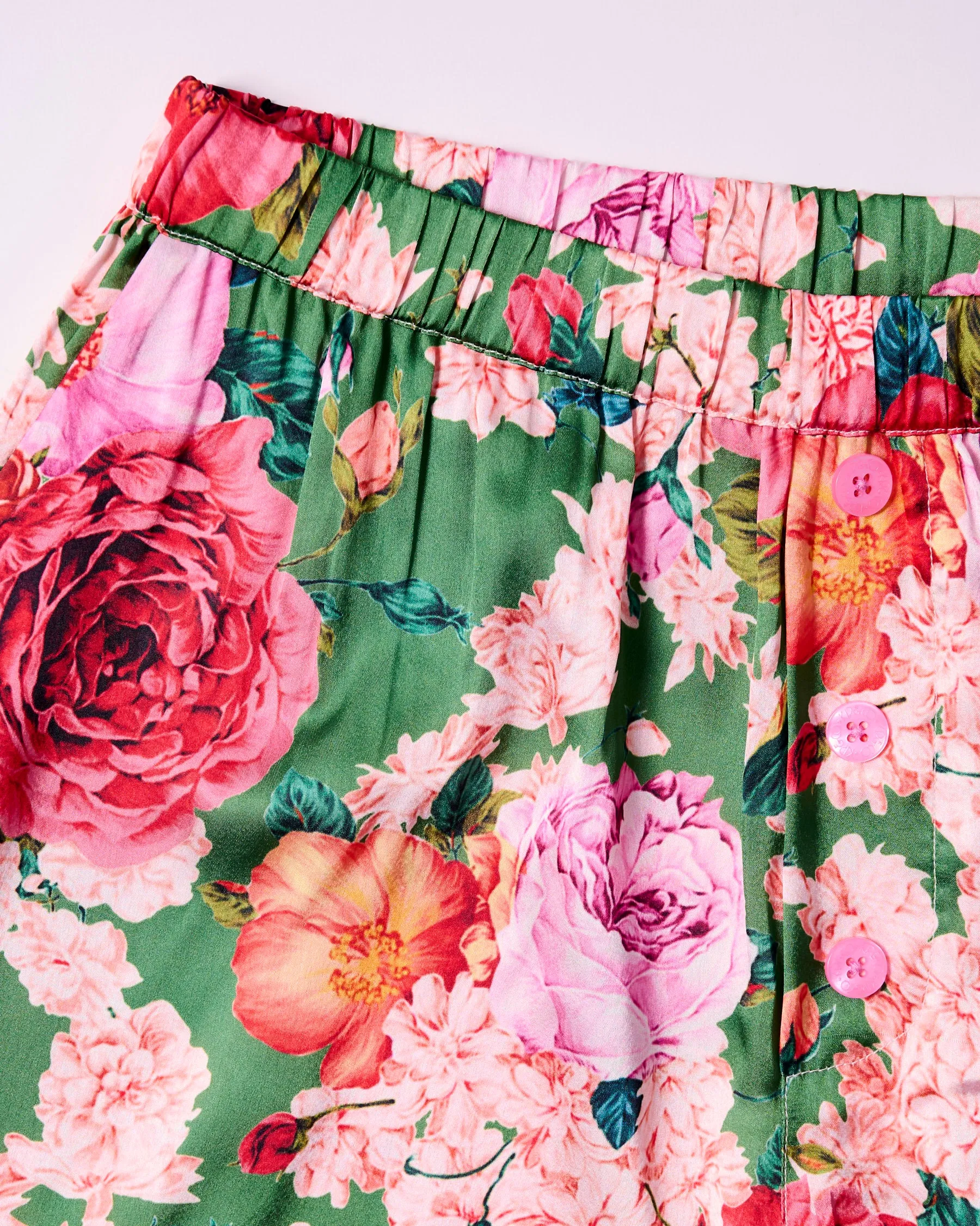 Rose Garden Eco Satin Short Sleeve Shirt & Short Pyjama Set