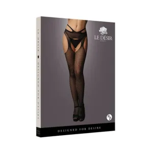 Shots Le Desir Suspender Pantyhose With Strappy Waist Black O/s