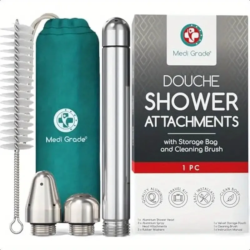 Shower System Enema Kit 8pc Aluminum Intimate Cleansing Enema Shower