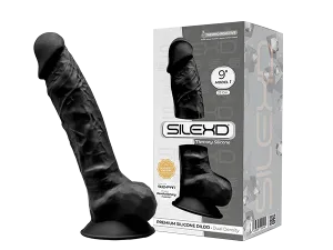 Silexd 9 Model 1 Silicone Realistic Dildo Suction Cup Balls Black