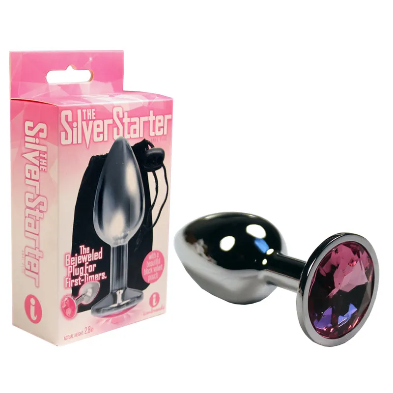 The 9's. The Silver Starter. Bejeweled Stainless Steel Plug Pink